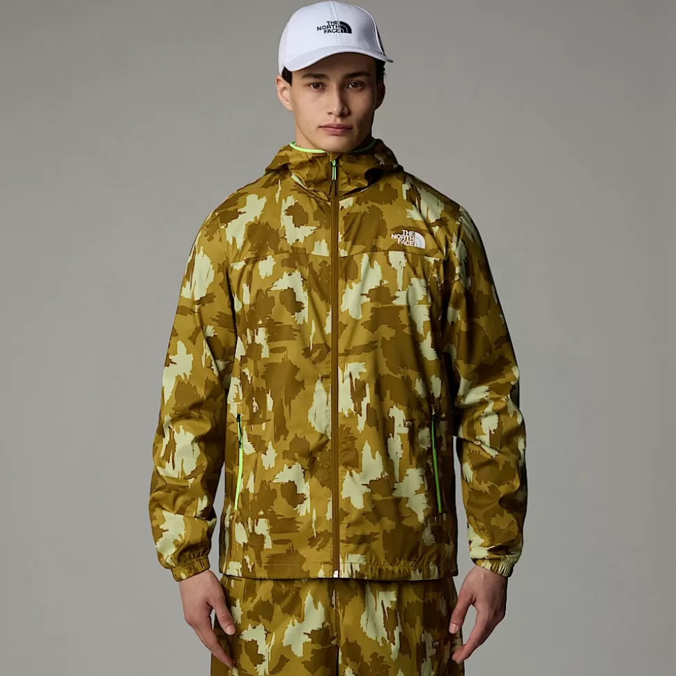The North Face Chaqueta Cortavientos Estampada Con Capucha Para Hombre Amber Green Painted Mountains Print Flash Sale